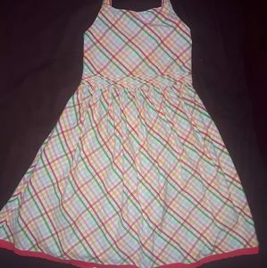 Rainbow gingham backless halter dress
